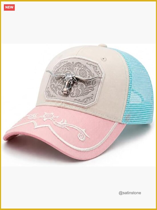 Cute Pink Cowgirl Baseball Cap - Adjustable Snapback Trucker Hat with Mesh Back main image 5